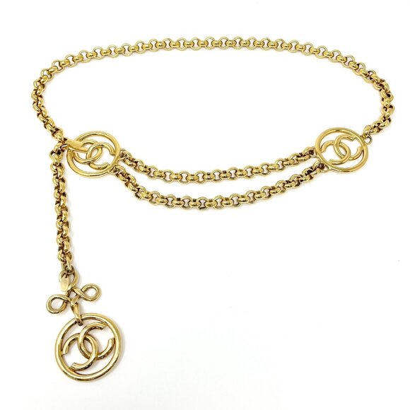 CHANEL Vintage 93P CC Logo Chain Belt Accessory Gold Metal Charm RankAB [103520] - Picture 5 of 10